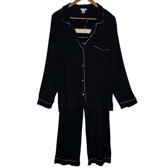 Eberjey Gisele Tencel Modal Long PJ Set Black size XL Pajama - Picture 1 of 5